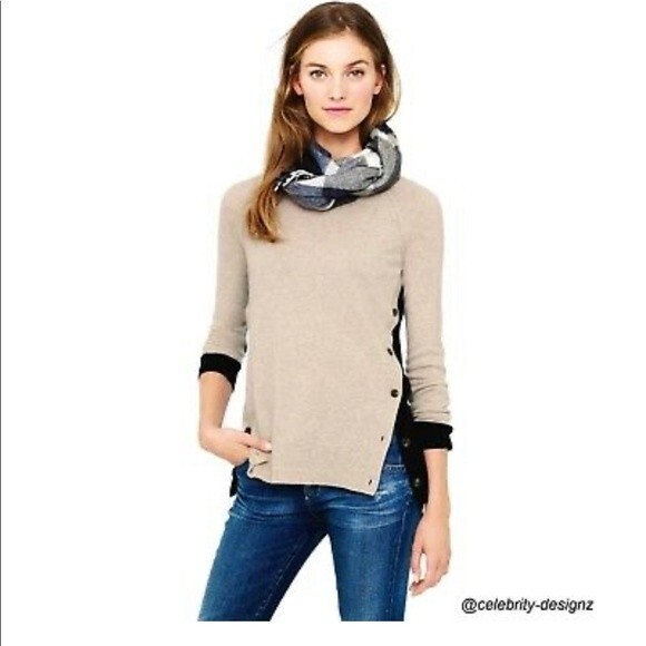 J Crew sweater women side button elbow patch Colorblock Sweater size small - Picture 4 of 10